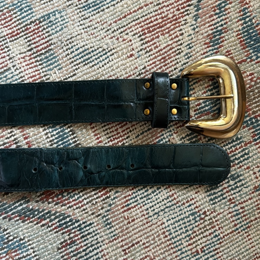Vintage Green leather waist belt